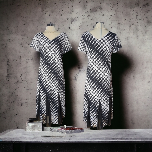 *New* MACCINE Luxury Black and White Polka Dot Dress Size XL - Picture 3 of 15